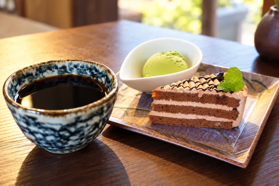 さくらの茶屋の珈琲とケーキのセット