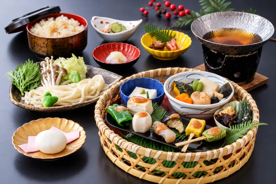 Shojin Dining 桐宝珠の田楽を中心にした御膳の盛付例