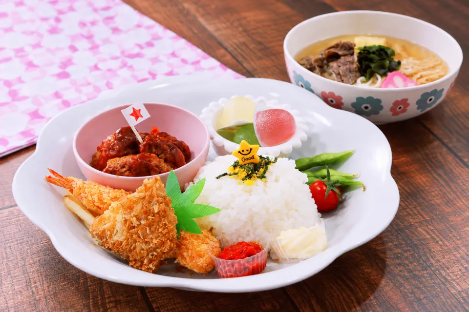 Shojin Dining 桐宝珠のキッズプレートとミニヌードル