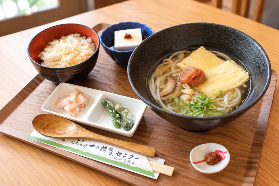 Shojin Dining 桐宝珠の梅と湯葉のヌードルの盛付