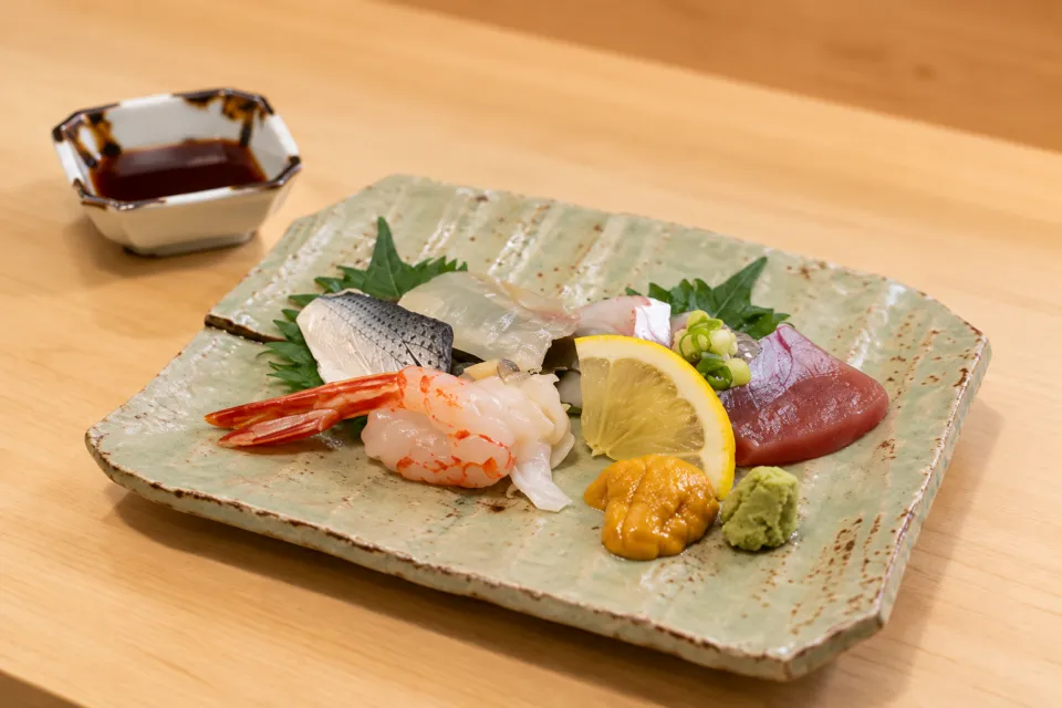 酒庵 田なかの刺身の盛り合わせ