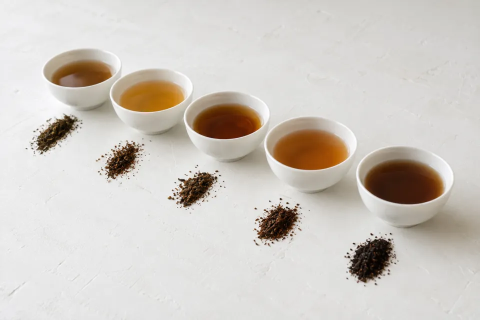 高千穂蕎麦 おたに家の五つの湯呑みと穀物茶