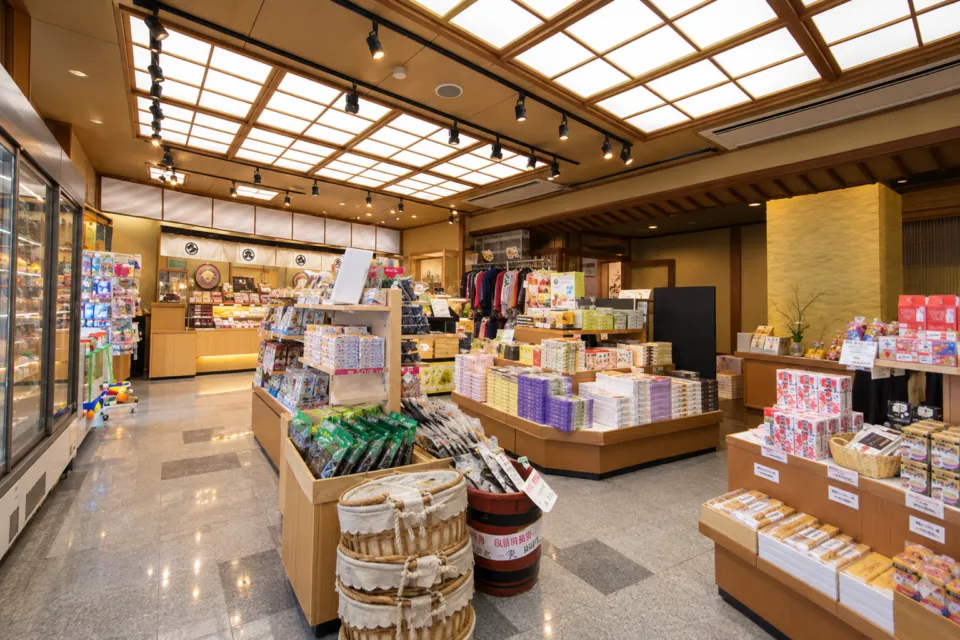 鳥羽ビューホテル花真珠の菓子や土産物が並ぶ館内の売店