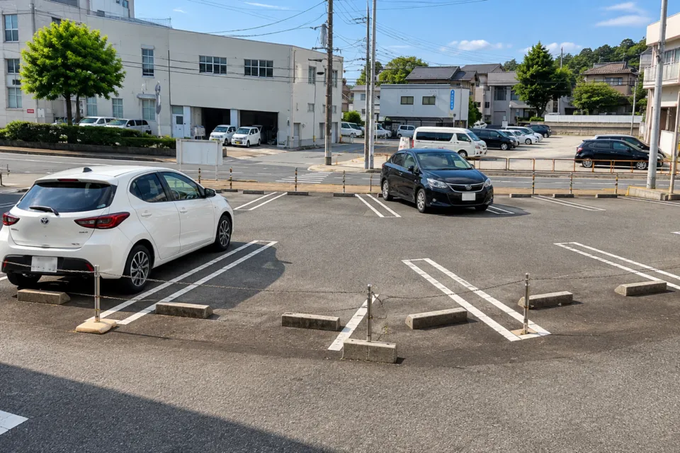 津山セントラルホテル タウンハウスの駐車場の区画