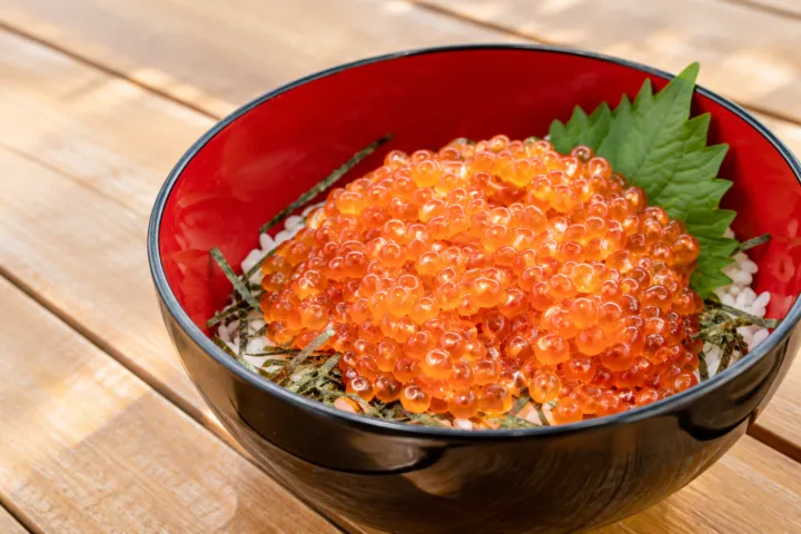 鵜ノ崎テラスのいくらを盛った丼の料理例