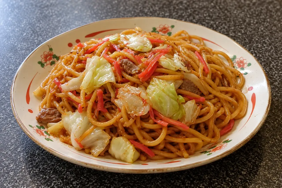 やまな食堂の紅ショウガ入りのゆうぜん焼そば