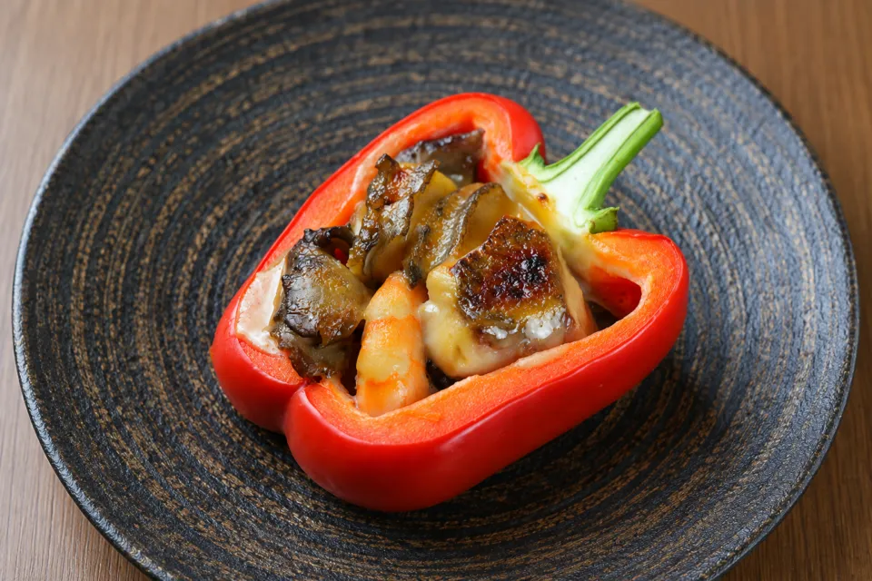 湯の宿 周山の赤いパプリカを使った料理